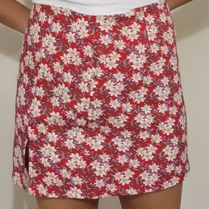 Shein skirt with flower designs color red, size xs